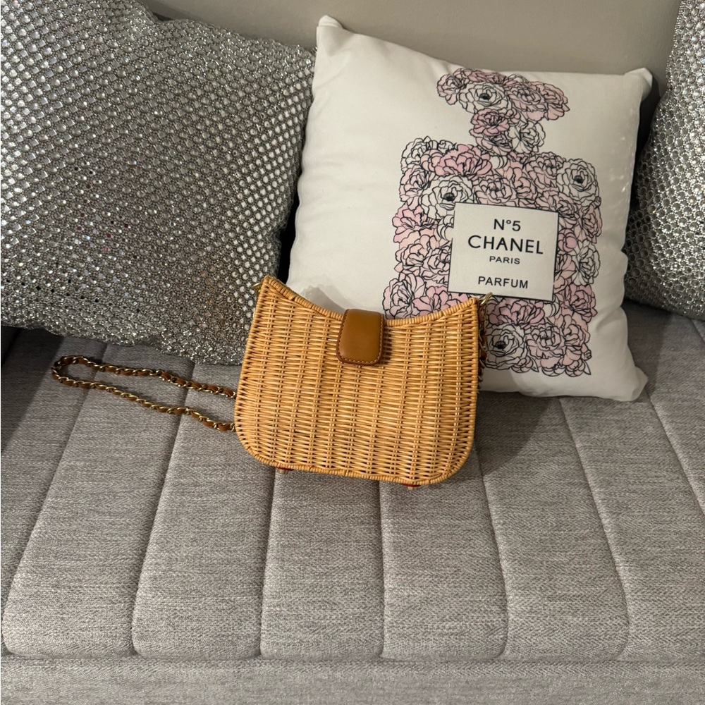 Beige Woven Crossbody Bag